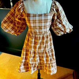 Faithfull the Brand Eryn Plaid Tiered minidress Lori check print